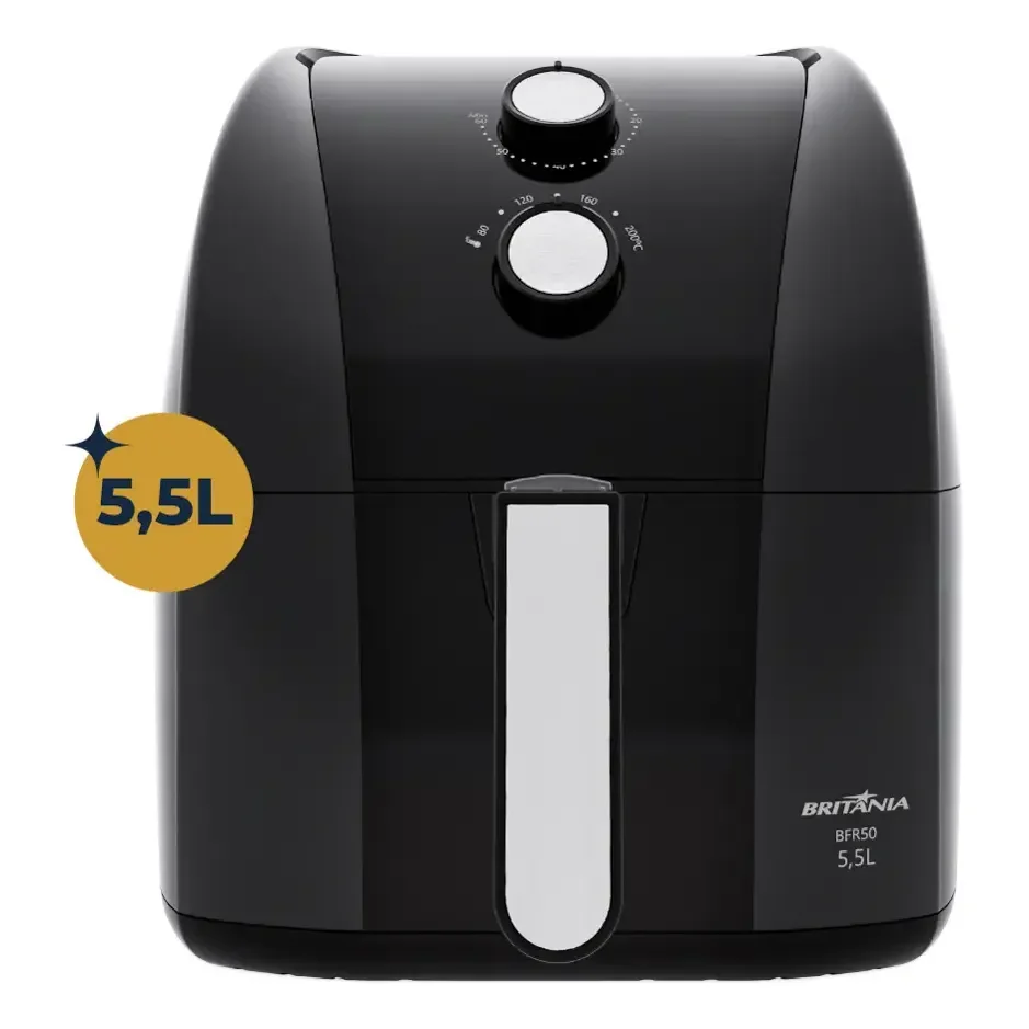 Air Fryer Britânia 5,5l 1500w Antiaderente Redstone Bfr50 127v Preto
