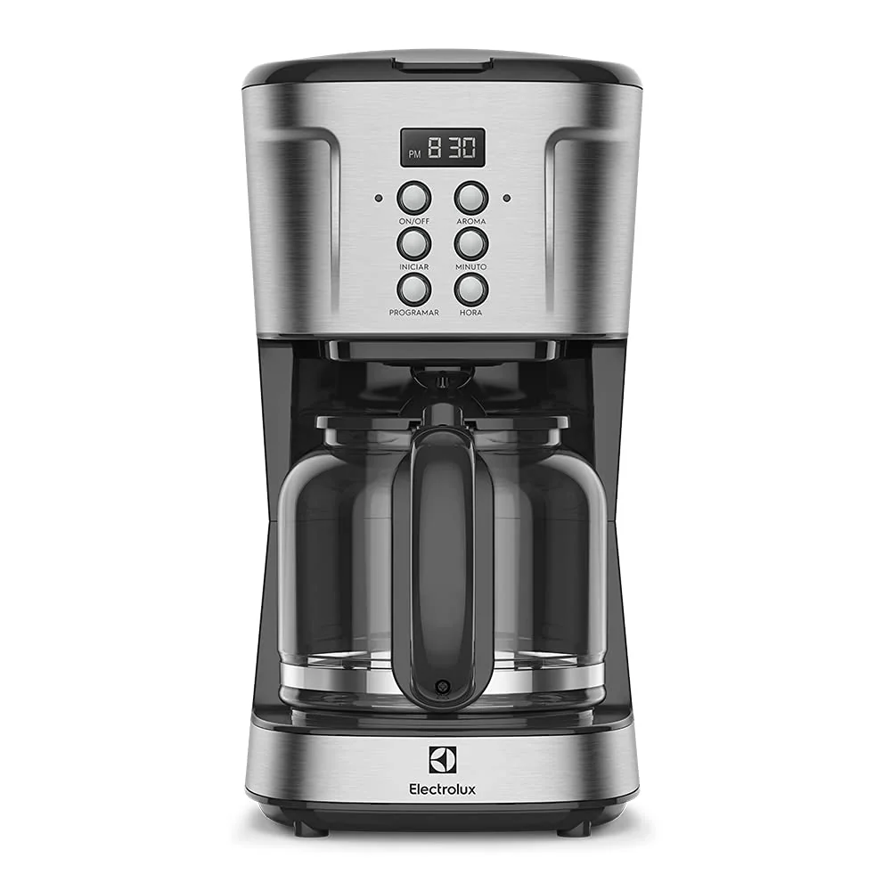 🛍 Cafeteira Elétrica Electrolux inox filtro permanente removivel capacidade 1,5L 38 xicaras função timer painel digital desligamento automatico ECM30 127v, cor aço escovado