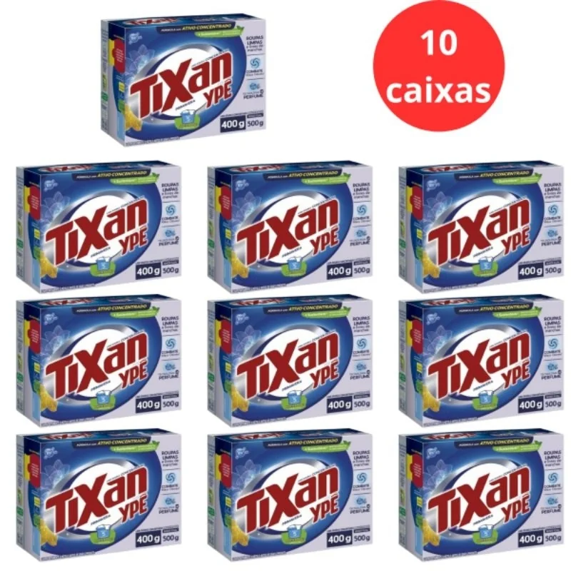 Kit 10 Caixas Sabão em Pó Tixan Ypê Primavera Maciez 400g Lava Roupas