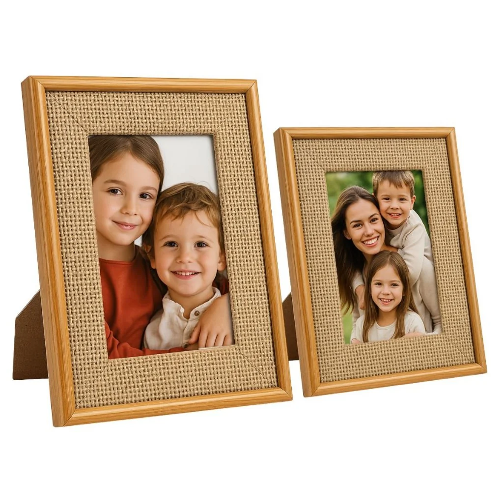 Kit 2 Porta Retratos Tecido Trançado Mdf 10x15 & 15x20 - Collection