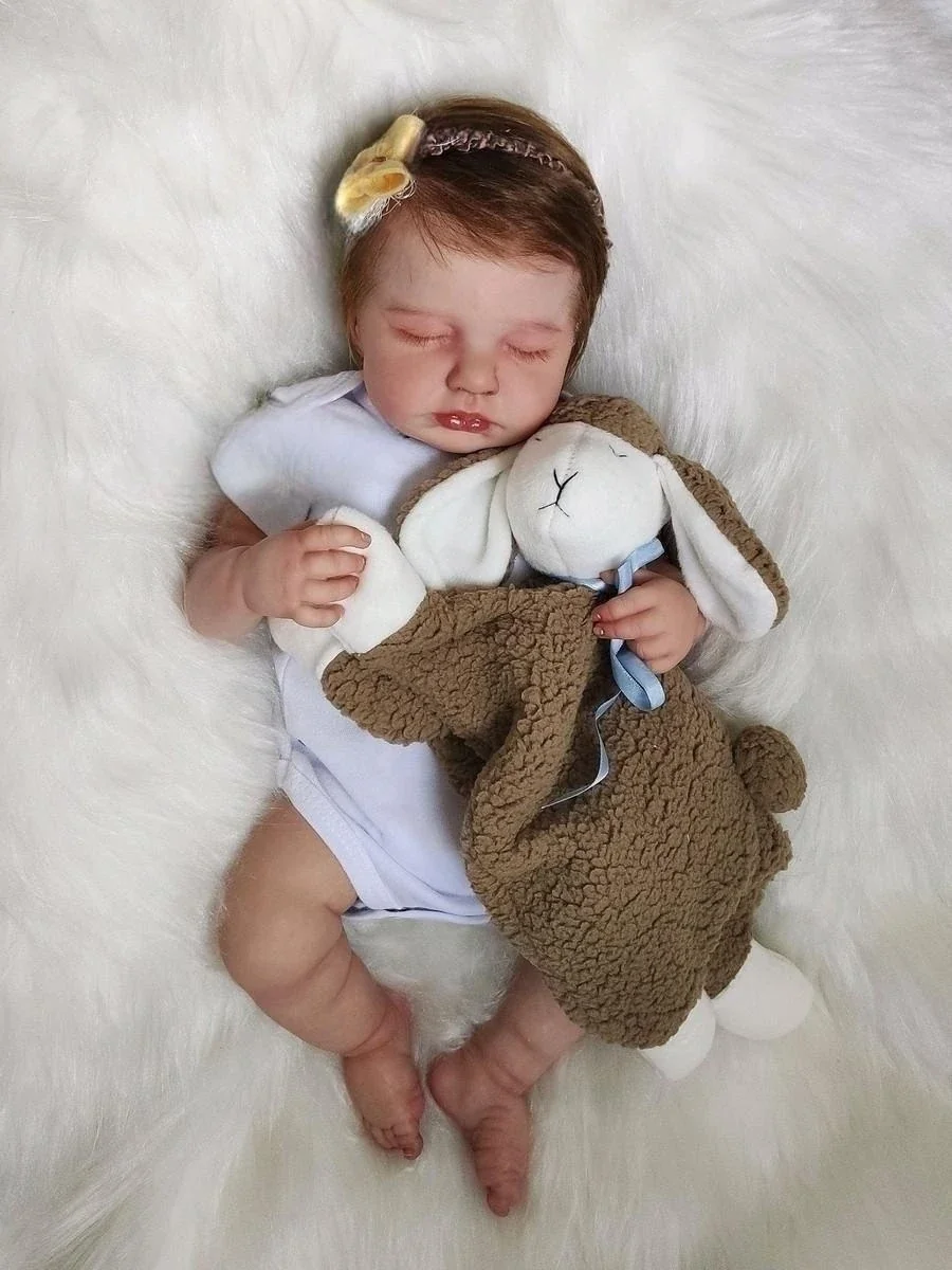 19 Polegada terminado reborn bebê bonecas loulou vinil completo ou pano corpo mão-raizado cabelo 3d pele veias visíveis para meninas presente