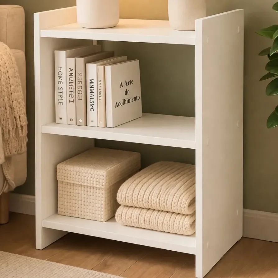 Mesa Mesinha Cabeceira Nicho Moderna Compacta Pequena Quarto Fosco Branco