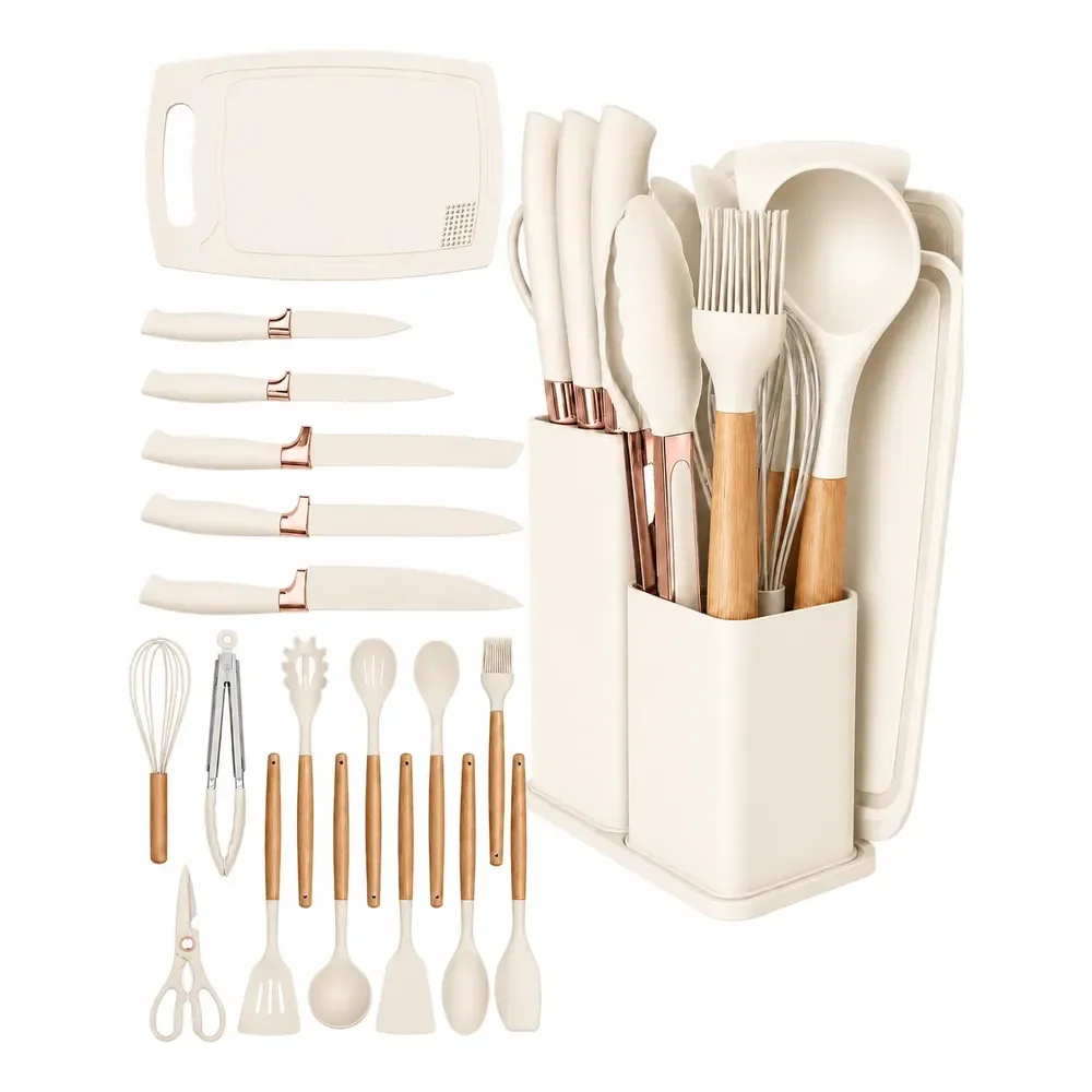 Kit Utensílios De Cozinha Premium Silicone 19 Peças Grande