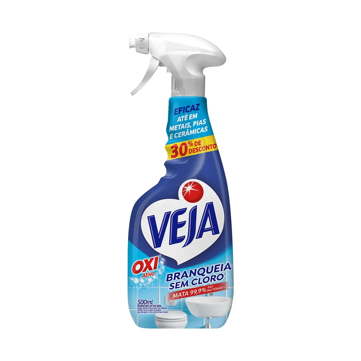 Limpador Spray Anti Bac Veja Banheiro Oxi 500ml Oferta, Veja, Transparente