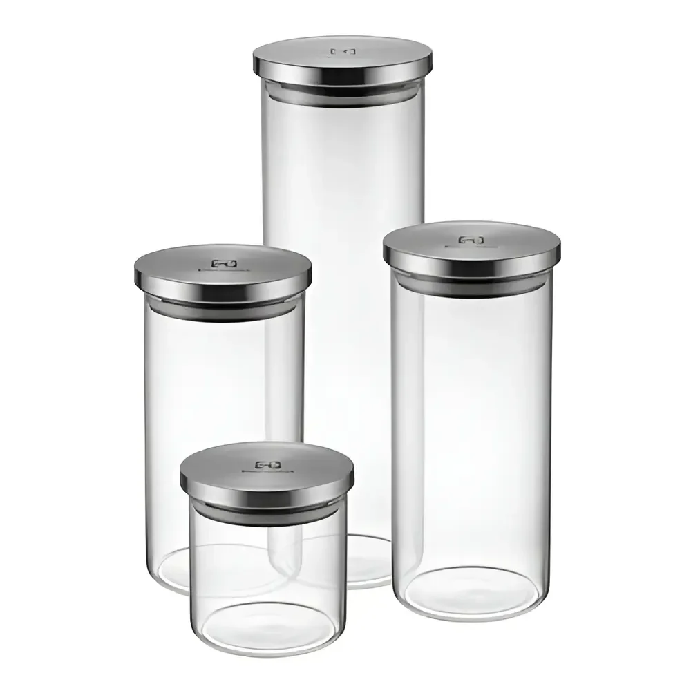 Kit 4 Potes Herméticos Com Tampa Inox - Electrolux Cinza