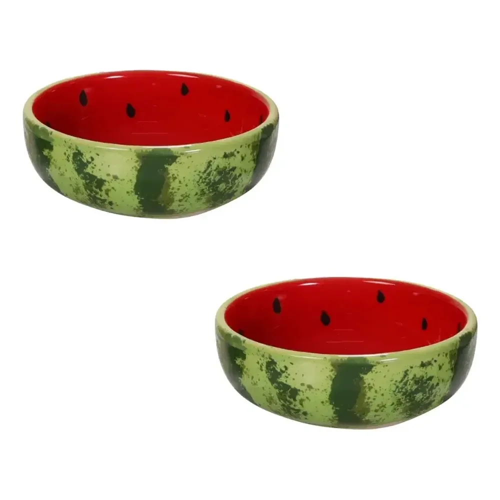 Kit 2 Unidades Bowls Frutas Tigela Cambuca Cerâmica Vasilha Verde-musgo Melancia