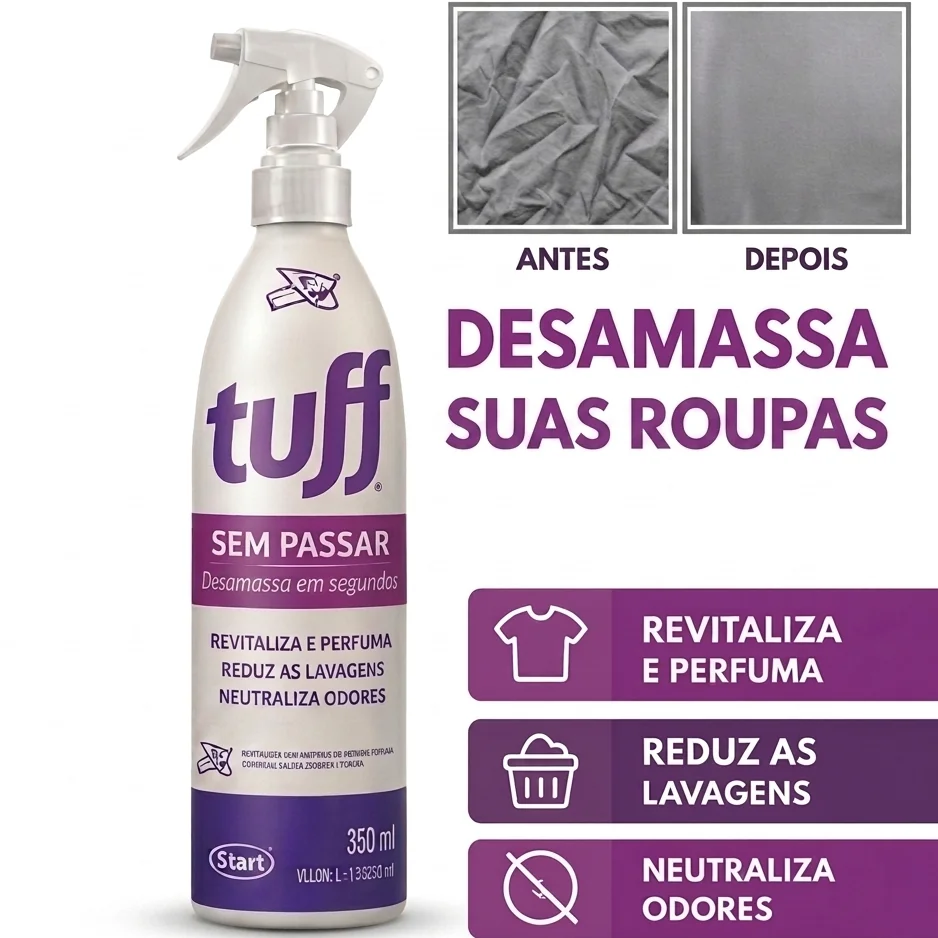 Tuff Sem Passar 60ml e 350ml - Desamassa e Neutraliza Odores