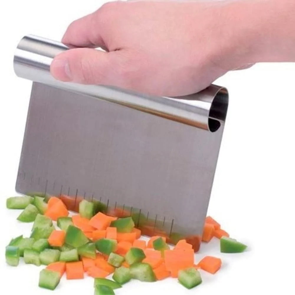 Espátula para Confeitar Mimo Style, Aço Inox, 15 cm x 12 cm, com Régua Medidora, Multiuso para Cortar e Raspar
