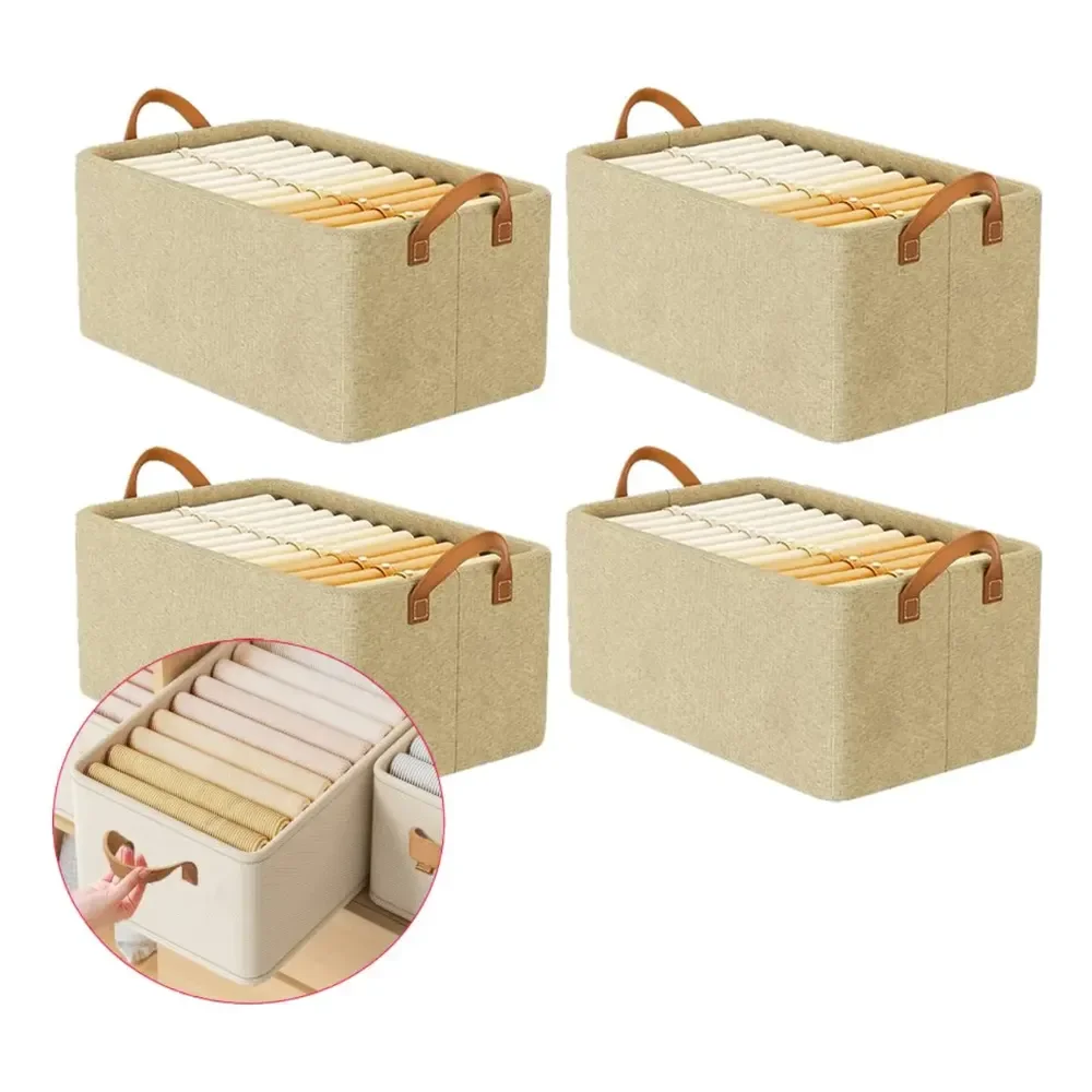 Kit 4 Cesto Caixa Organizadora Guarda Roupa Grande Dobrável