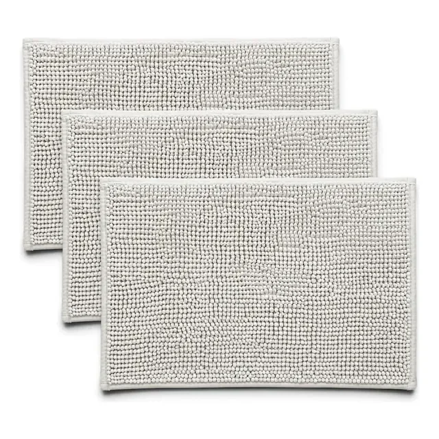 Kit 3 Tapetes Banheiro Microfibra Chenille Bolinha 40x60cm