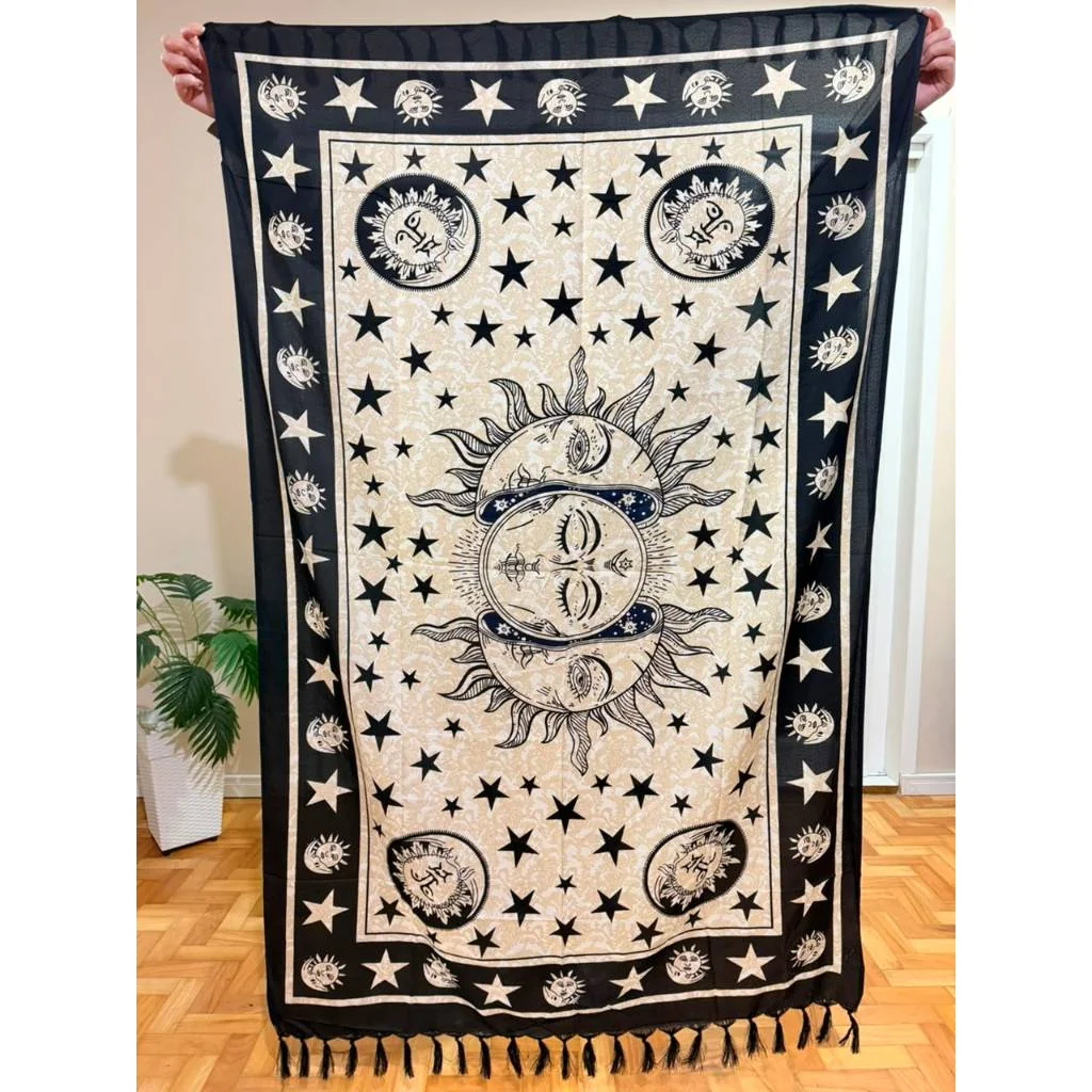 Canga de Praia Pareô Estampada - Mistica/Mandala/Tartaruga - Poliéster 1,00x1,80