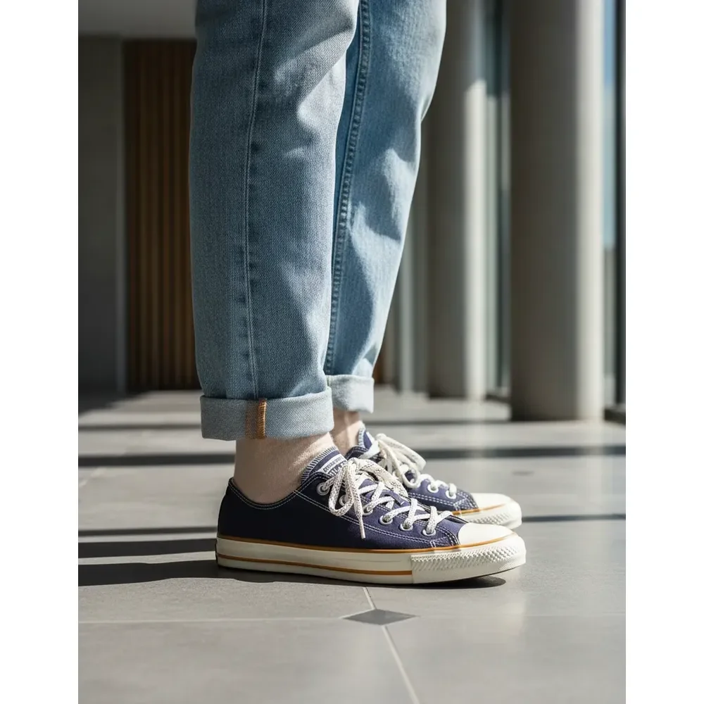 Tênis Converse Feminino Chuck Taylor Curto Marinho Escuro/amendoa/marrom Mel Liso 36 Br